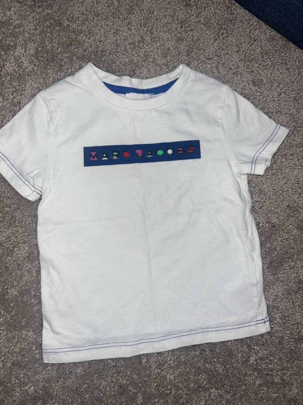 Marc Jacobs White Tee with Multicolor Logo Bar